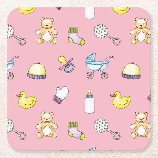 Niedliches Babyduschverhalten Rechteckiger Pappuntersetzer (Vorderseite)