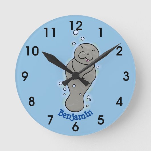 Niedliches Babymädchen mit Blasen-Illustration Runde Wanduhr (Vorderseite)