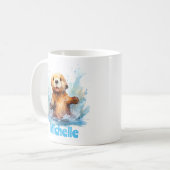Niedliches Babymeer Otter in Wasser Splash Persona Kaffeetasse (Vorderseite Links)