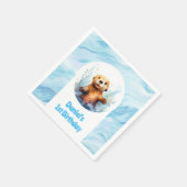 Niedliches Babymeer Otter in Wasser Splash Persona Serviette (Ecke)