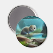 Niedliches Babyotter im Teich - personalisierbar Magnet (Vorderseite/Rückseite)