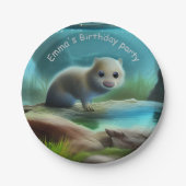 Niedliches Babyotter im Teich - personalisierbar Pappteller (Vorderseite)