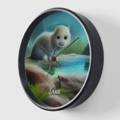 Niedliches Babyotter im Teich - personalisierbar Uhr (Winkel)