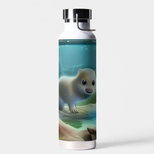 Niedliches Babyotter in einem Teich Trinkflasche (Links)