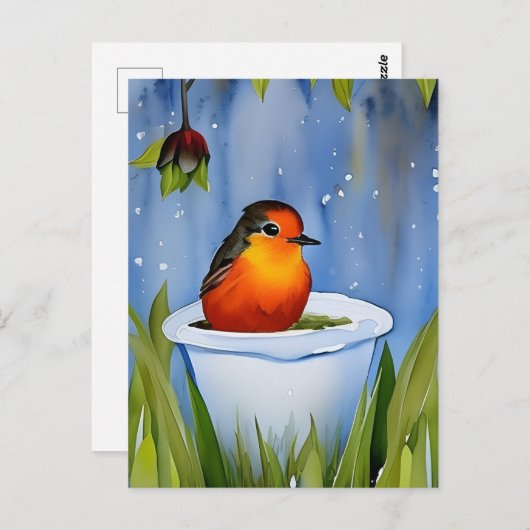 Niedliches Babyrobin, Postkreuzung Postkarte (Vorne/Hinten)