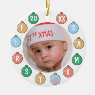 Niedliches Baby's First Christmas Foto Keramik Ornament