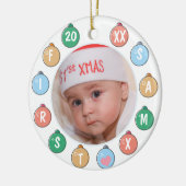 Niedliches Baby's First Christmas Foto Keramik Ornament (Links)
