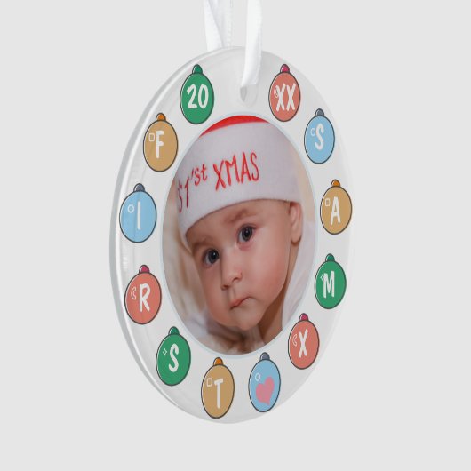 Niedliches Baby's First Christmas Foto Ornament (Vorderseite)