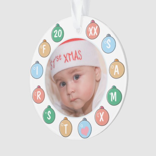 Niedliches Baby's First Christmas Foto Ornament (Vorderseite)