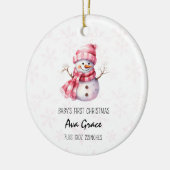 Niedliches Baby's First Christmas Winter Snowman Keramik Ornament (Links)