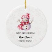Niedliches Baby's First Christmas Winter Snowman Keramik Ornament (Hinten)