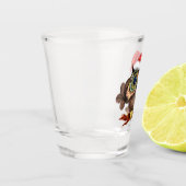 Niedliches Babyuschel in Weihnachtshut und -gesche Schnapsglas (Links)