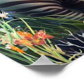 Niedliches Babyzebra im Garten von Blume Art Kinde Poster (Ecke)