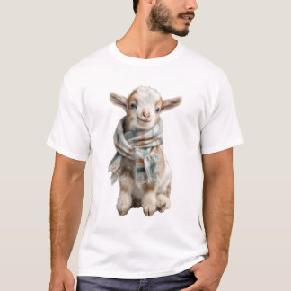 Niedliches Babyziegenkind mit Karoschal T-Shirt