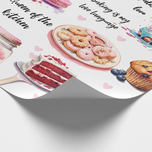 Niedliches Backen Farbe Konditorei Custom Zitate F Geschenkpapier (Ecke)