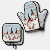 Niedliches Backen mit meinen Gnomaden Gnome Weihna Ofenhandschuh & Topflappen-Set (Vorderseite/Rückseite)
