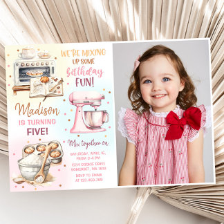 Niedliches Backen Party Girl's Birthday Foto Einladung