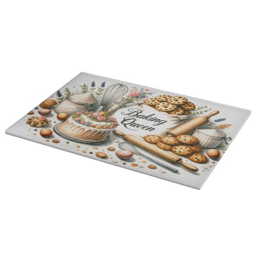 niedliches Backen Queen word art Schneidebrett (Ecke)