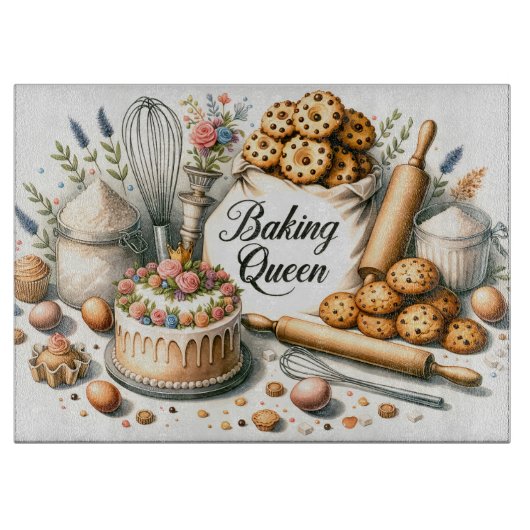 niedliches Backen Queen word art Schneidebrett (Vorderseite)