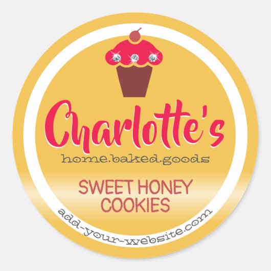 Niedliches Backetikett mit hellgelbem Rotkuchen Runder Aufkleber (Vorderseite)