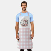 Niedliches Backkitten mit rosa Gingham-Muster Schürze (Getragen)