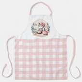 Niedliches Backkitten mit rosa Gingham-Muster Schürze (Vorderseite)