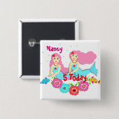 Niedliches Baden Meerjungfrau Anscheinend Personal Button (Vorne & Hinten)