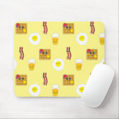 Niedliches Bakon, Eier und Waffeln Cartoon Mousepad (Mit Mouse)
