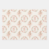 niedliches Ballerina Kaninchen und Blume Geschenkpapier Set (Vorderseite)