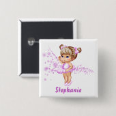 Niedliches Ballerina-Mädchen personalisierter Button (Vorne & Hinten)