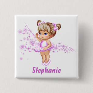 Niedliches Ballerina-Mädchen personalisierter Button