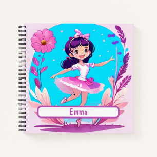Niedliches Ballerina-Notebook mit individualisierb Notizblock