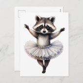 Niedliches Ballerina-Raccoon Feiertagspostkarte (Vorne/Hinten)