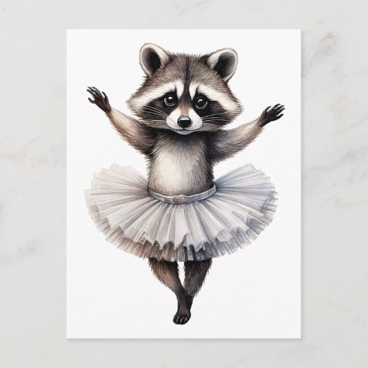 Niedliches Ballerina-Raccoon Feiertagspostkarte (Vorderseite)