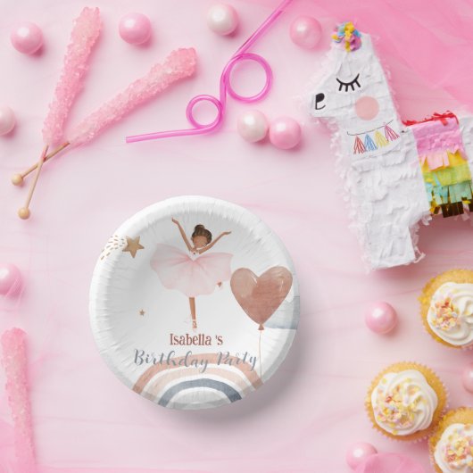 Niedliches Ballett nach Ballon Geburtstagsmädchen Pappteller (Party)