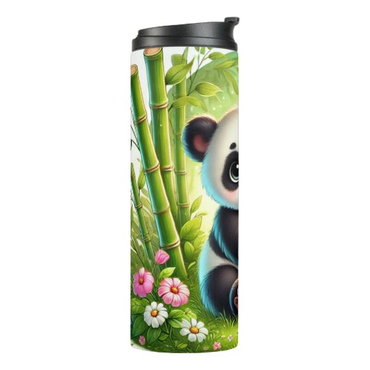 Niedliches Bambuswalddesign - Adorable Panda Cub Thermosbecher (Nach links gedreht)