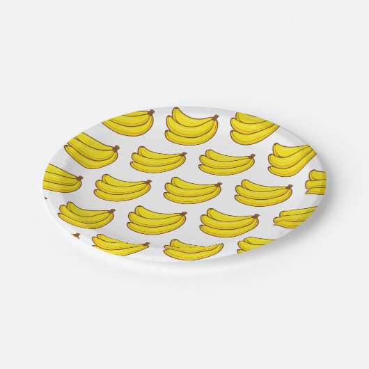 Niedliches Bananen-Muster Pappteller (Schrägansicht)