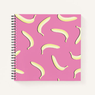 Niedliches Bananenmuster Spiralnotebook Rosa Gelb Notizblock