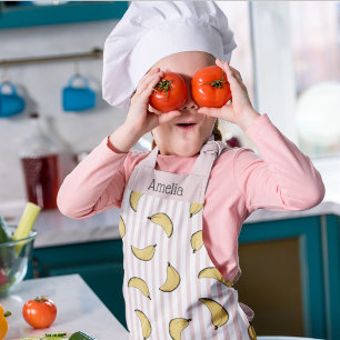 Niedliches Bananenrosa und weiße Streifen Schürze