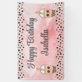 Niedliches Banner für Boba Tea zum Geburtstag (Vertikal)