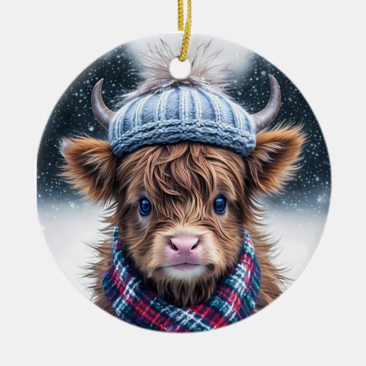 Niedliches Banyard Kuhtier Rustikales Landhaus Keramik Ornament (Vorne)