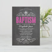 NIEDLICHES BAPTISM elegantes rosa Glitzer Einladung (Stehend Vorderseite)