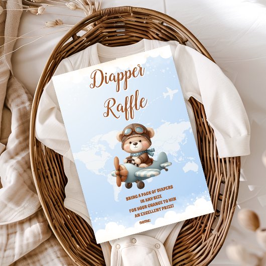 Niedliches Bären-Flugzeug Adventure fängt Diapper Begleitkarte