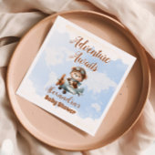 Niedliches Bären-Flugzeug Erlebnis beginnt Serviette