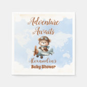 Niedliches Bären-Flugzeug Erlebnis beginnt Serviette (Vorderseite)