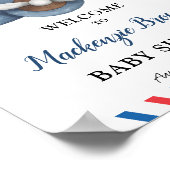 Niedliches Bärenabenteuer Beginnt Boy Baby Dusche Poster (Ecke)