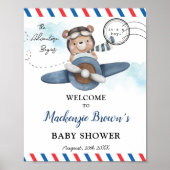 Niedliches Bärenabenteuer Beginnt Boy Baby Dusche Poster (Vorne)