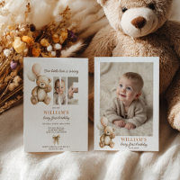 Niedliches Bärenbart 1. Geburtstag Teddy Bear Foto