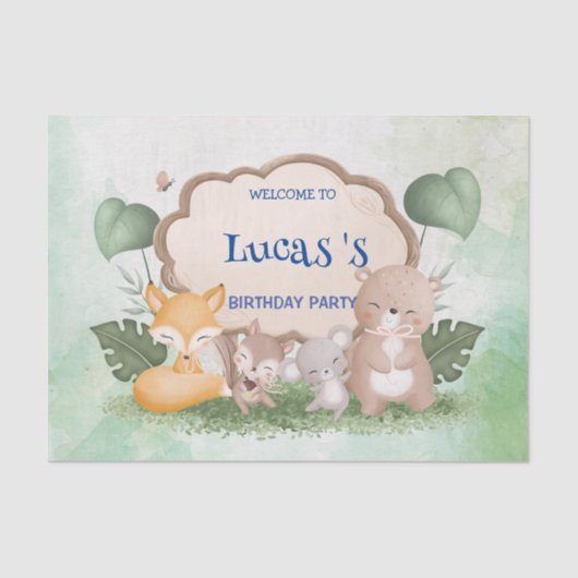 Niedliches Bäreneichhörnchen Tropischer Dschungel Seidenpapier (Vorderseite)