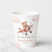 Niedliches Bärenflugzeug Pink Girl Babydusche Pappbecher (Vorderseite)